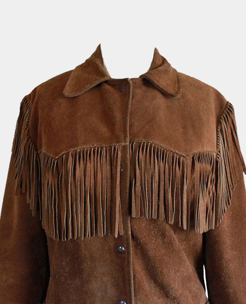 Brown Suede Fringe Western Jacket