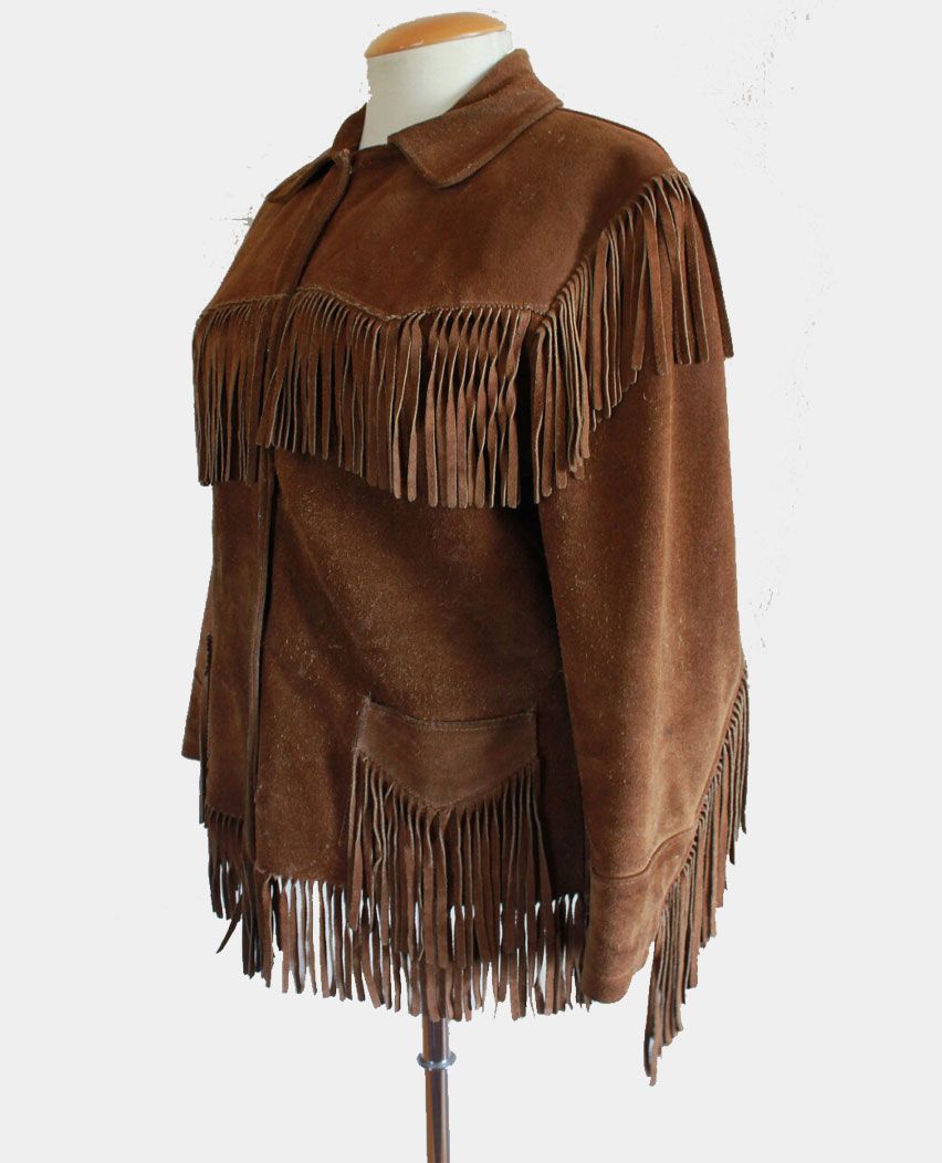 Brown Suede Fringe Western Jacket
