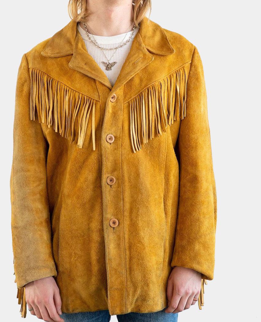 Western Suede Jacket Beige Fringe Suede Jacket