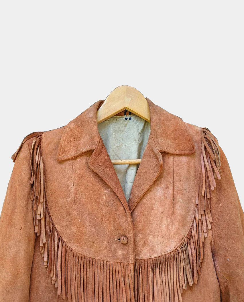 vintage deer suede fringe jacket