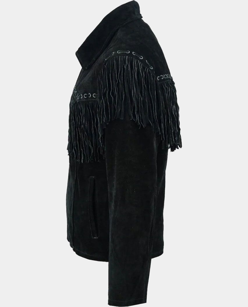 Western Leather Jacket with Fringe Tassels