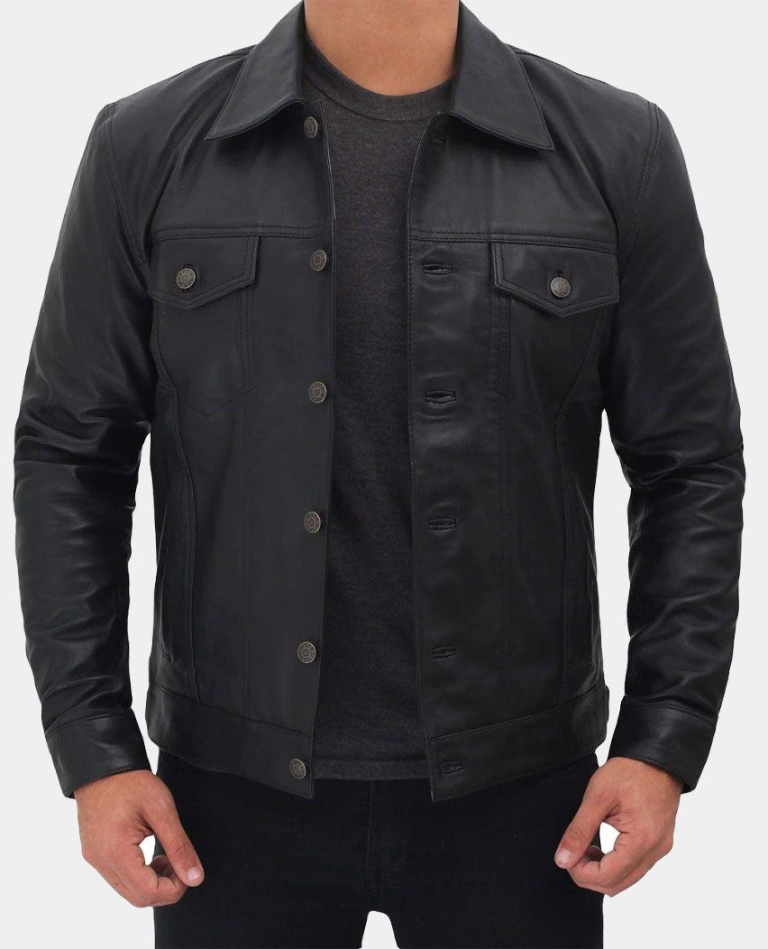Jet Black Leather Shirt