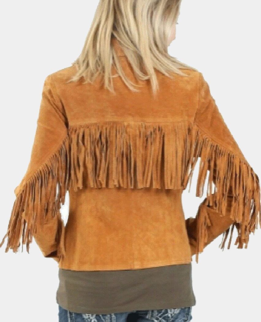 Western Suede Leather Jacket With Fringe