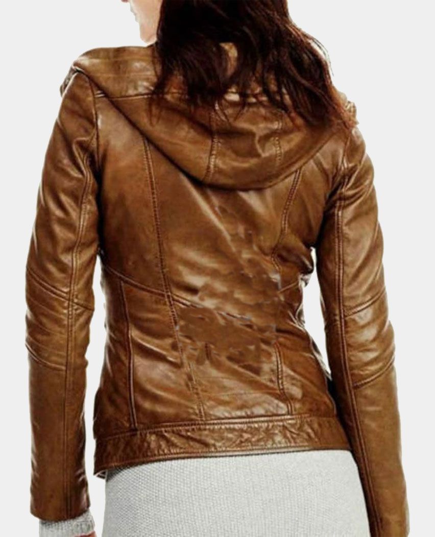  Lambskin Top Leather Jacket warm Quilted Hooded