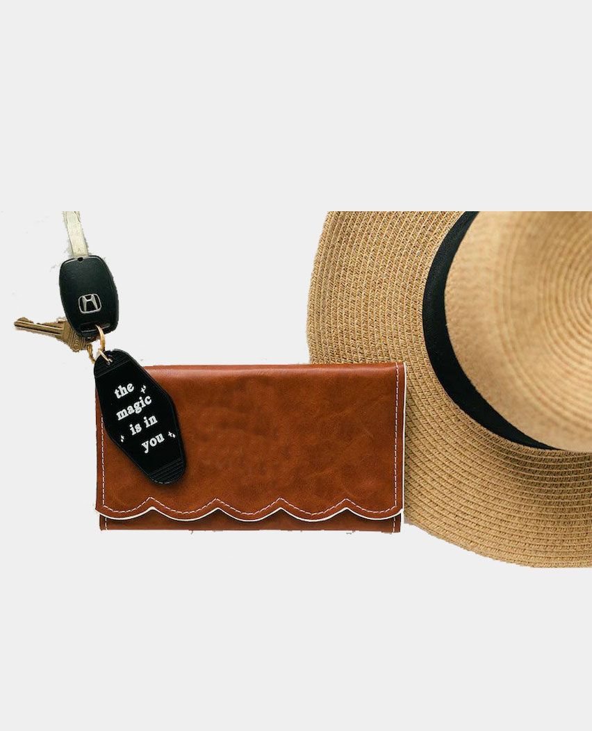 Personalised wristlet leather wallet