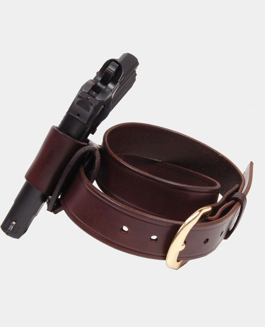 Leather Slide Belt Holster With Belt For All Gun