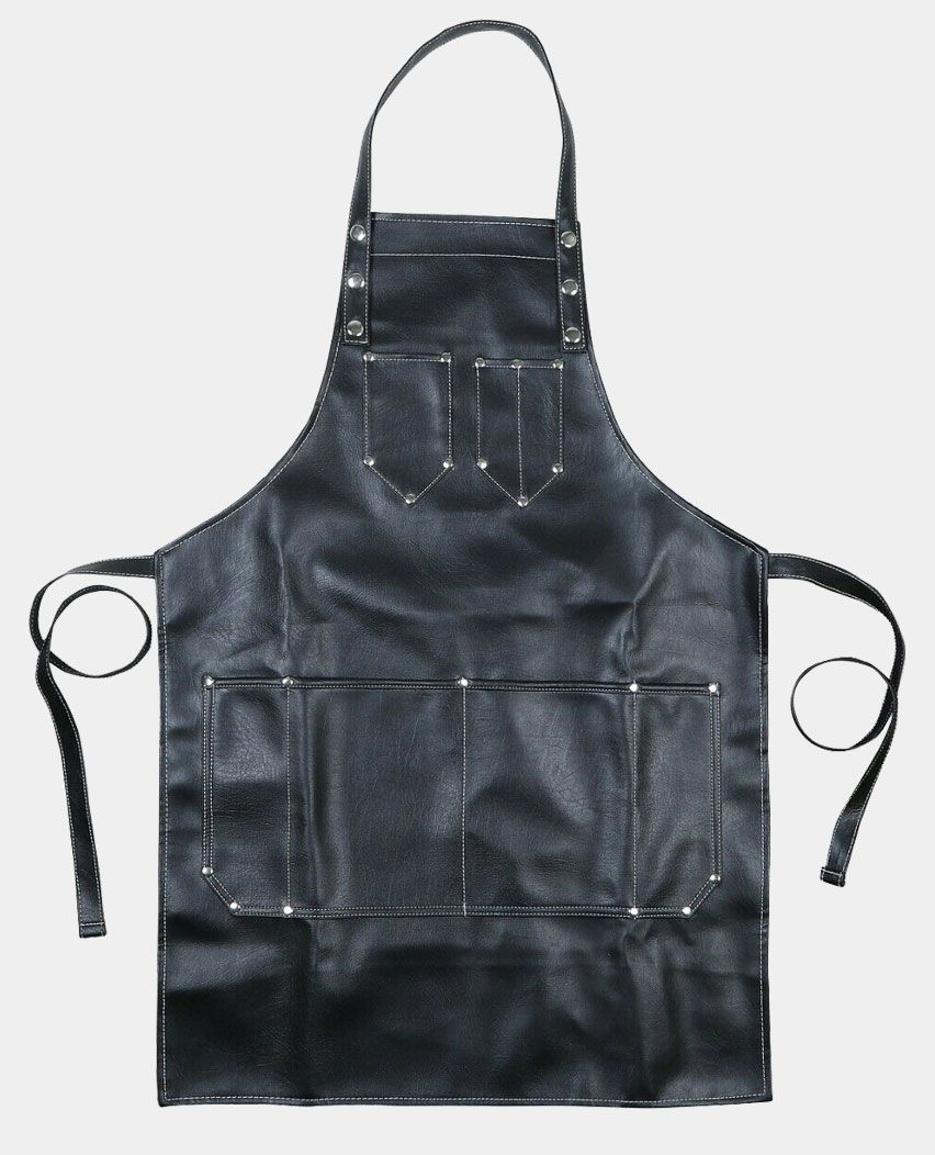 Black Leather Hair Cutting Barber Apron