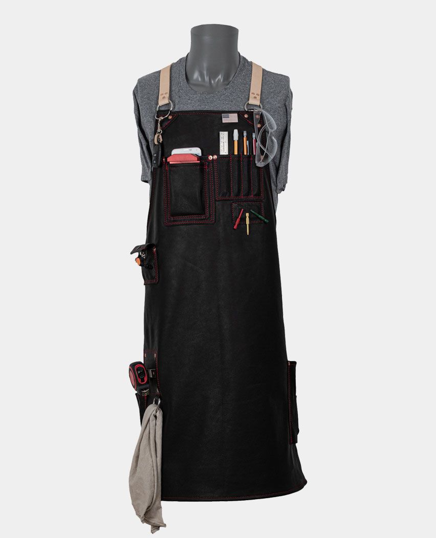 Black With Red Thread Right Leather Aparon