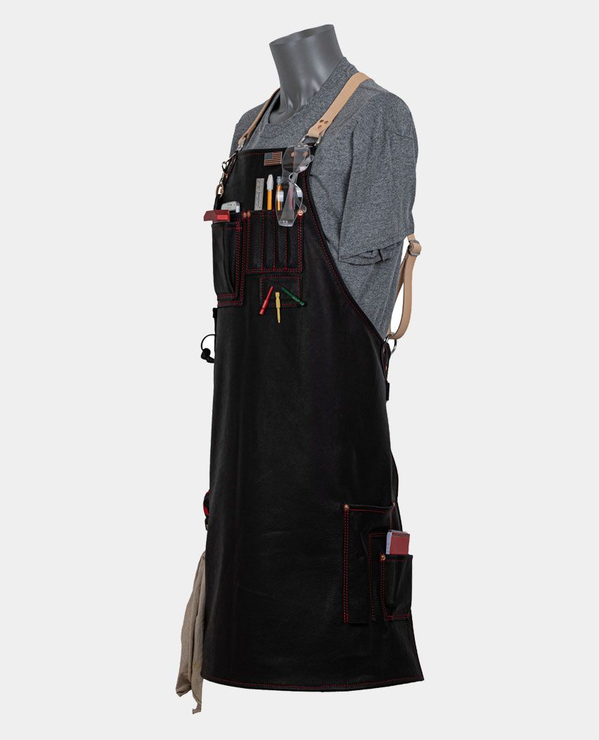 Black With Red Thread Right Leather Aparon