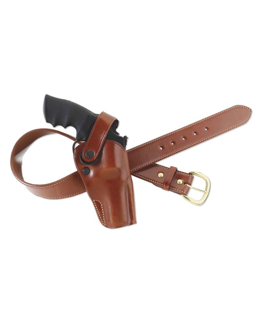 Handmade Brown Leather Belt Holster For Revolvers With Belt