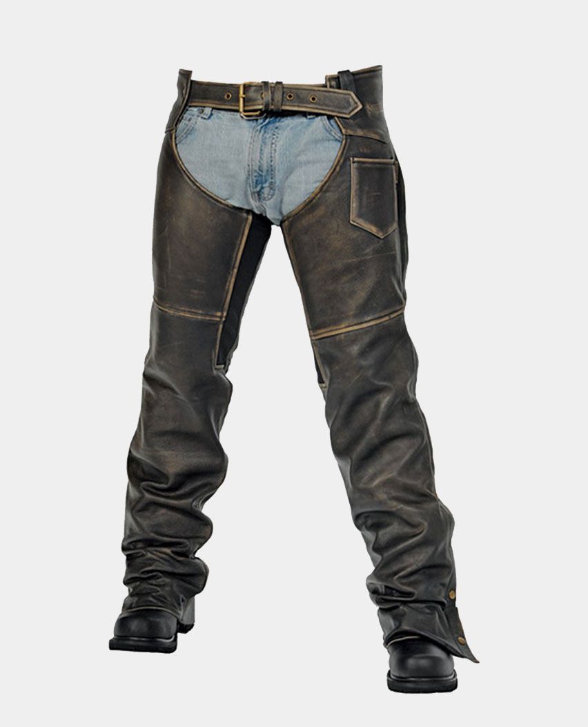 Brown Leather Chap With Left Sides Small Pocket