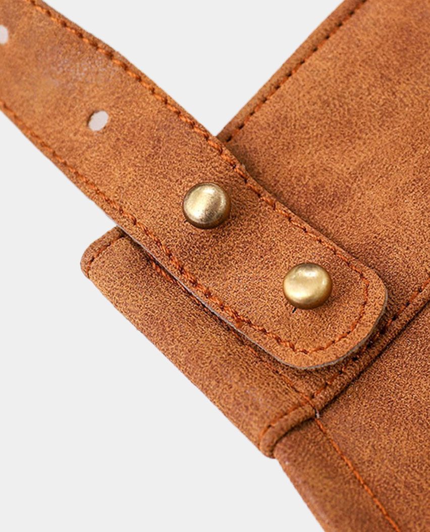 Brown Leather Kitchen Apron With Pockets