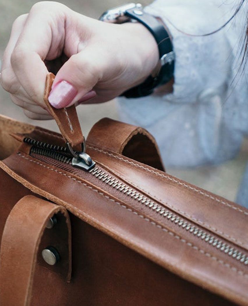 Brown Leather Tote Handbag for Women