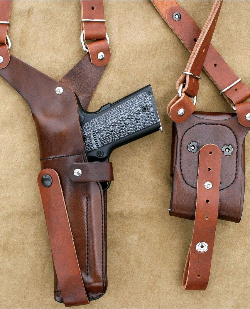 Handmade Classic Brown Leather Shoulder Holster For All Gun