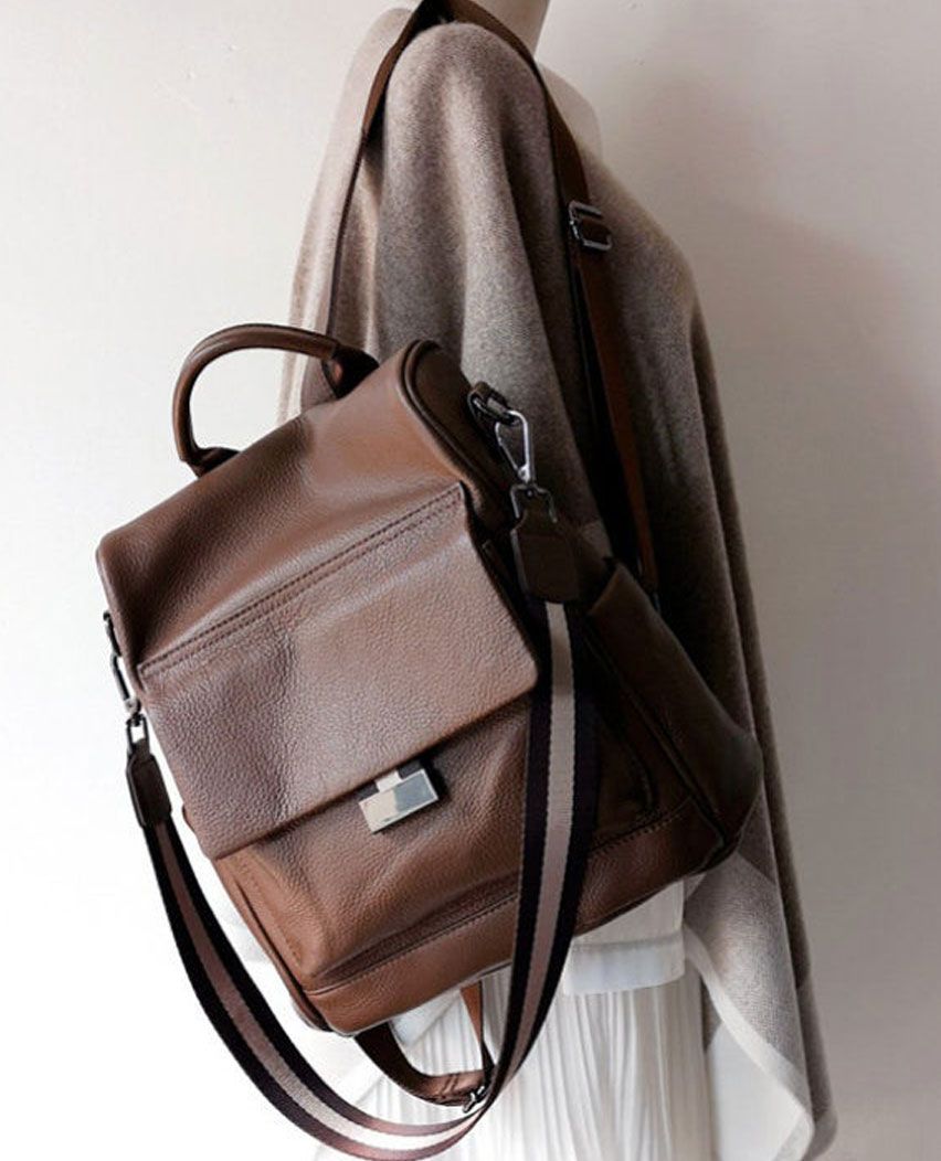 Cowhide Black Leather Women's Backpack