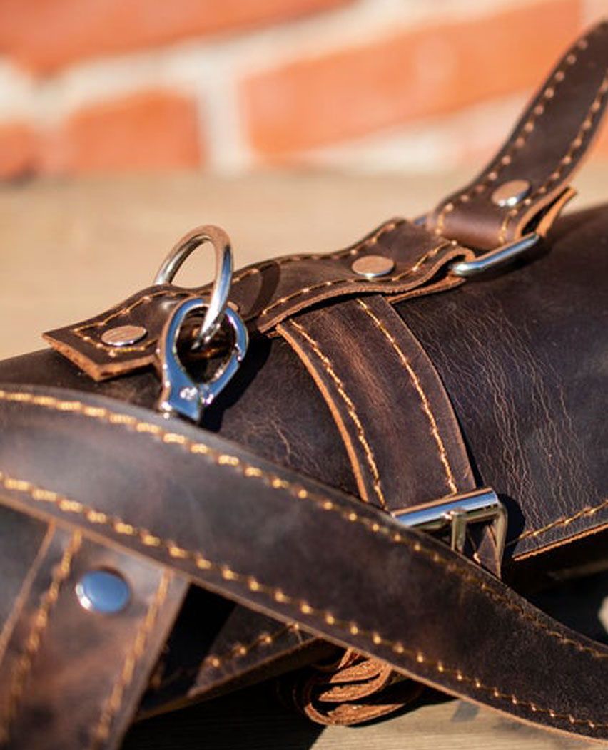 Custom Knife Leather Roll Bag with Pocket