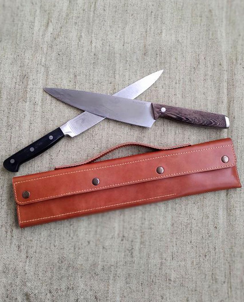 Custom leather 2 case kitchen knife Roll