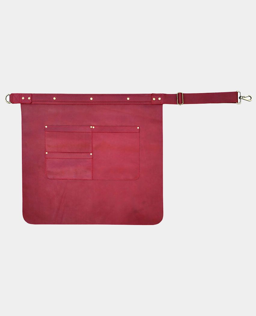 Deep Red Workshop Half Waist Leather Apron