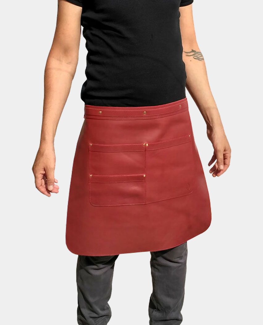 Deep Red Workshop Half Waist Leather Apron