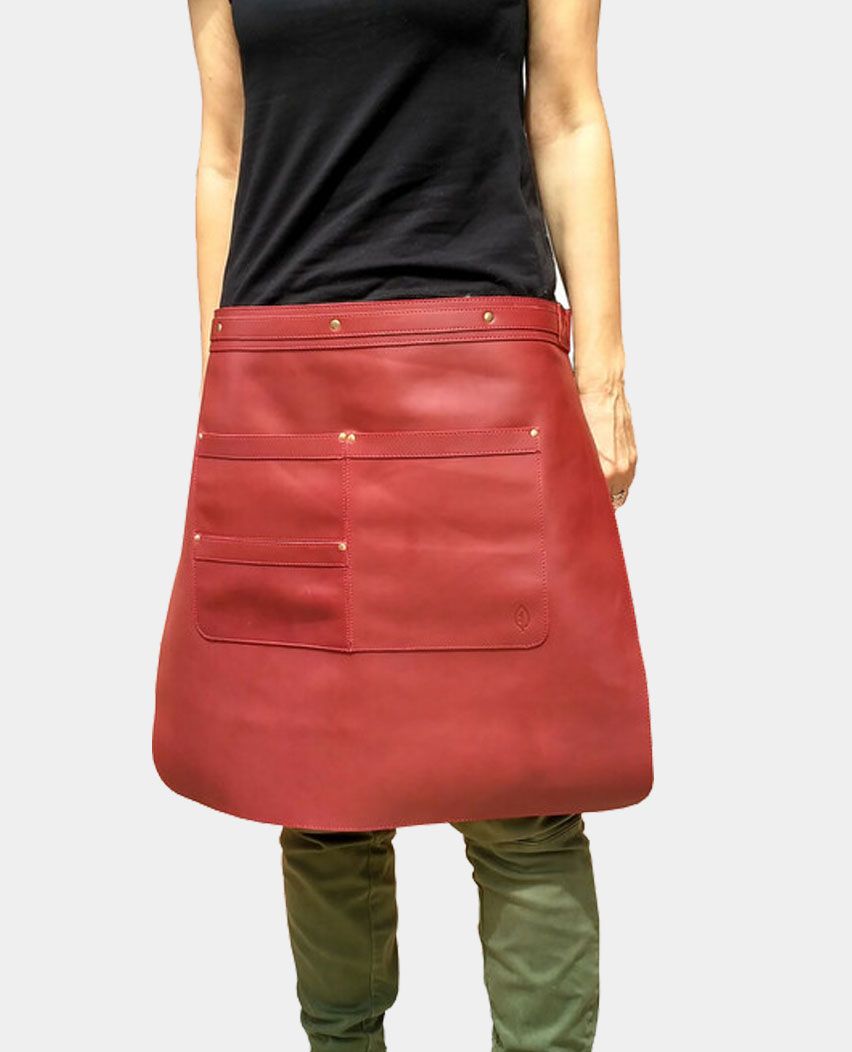 Deep Red Workshop Half Waist Leather Apron