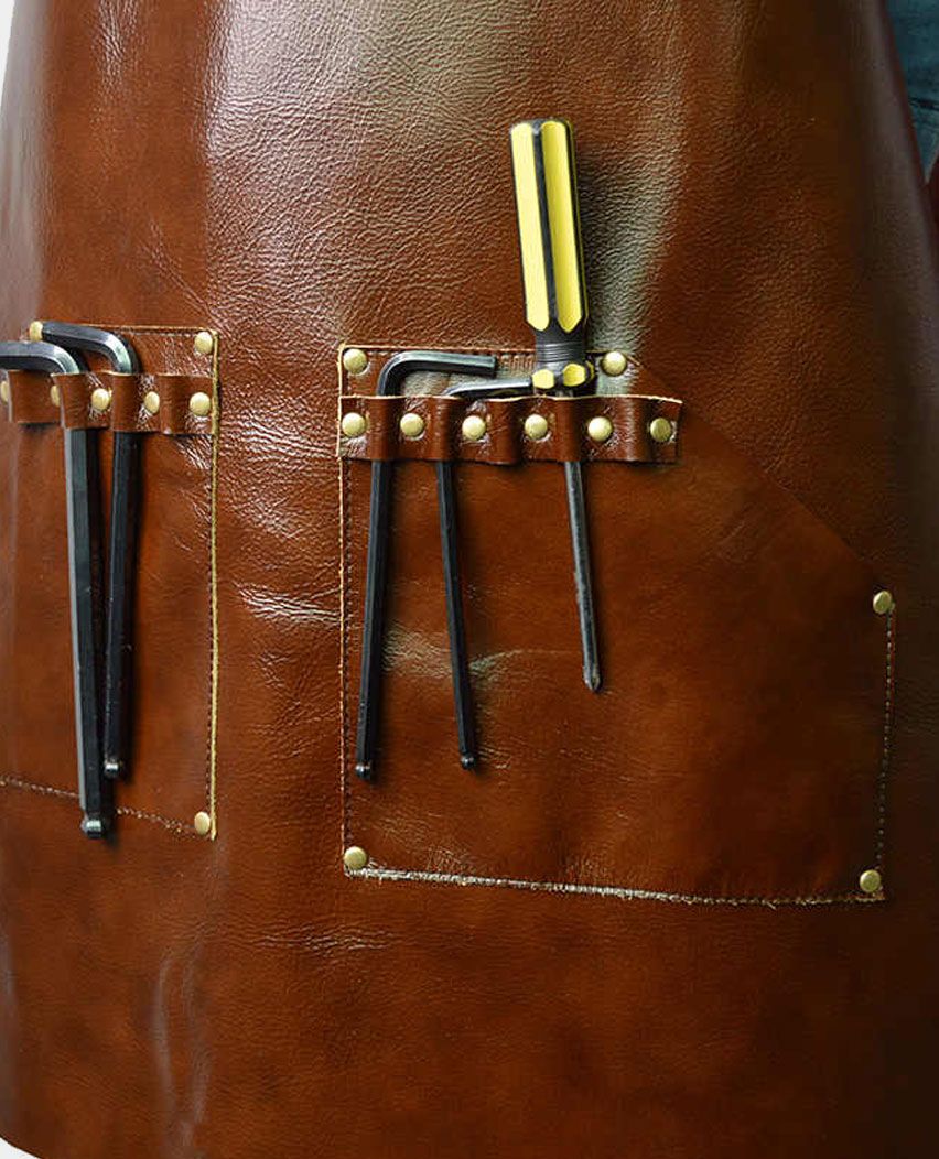 Genuine luxury waterproof top layer leather apron