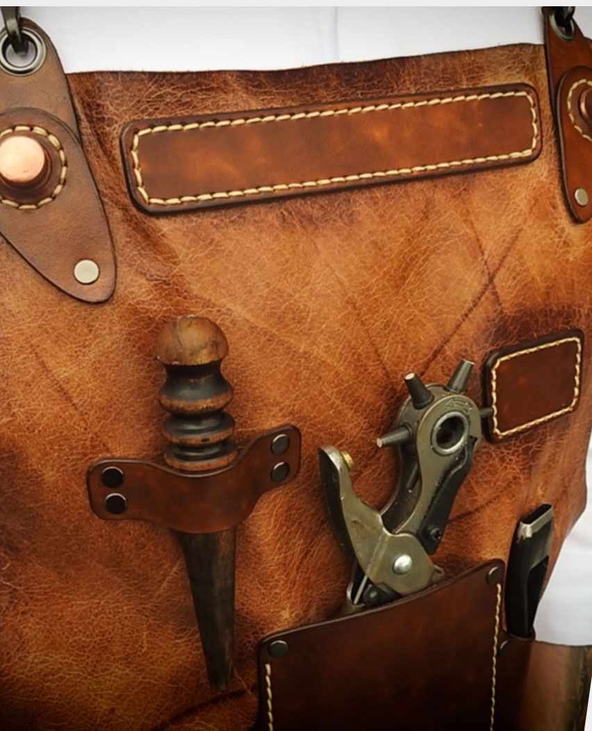 Deluxe Light Walnut Leather Apron