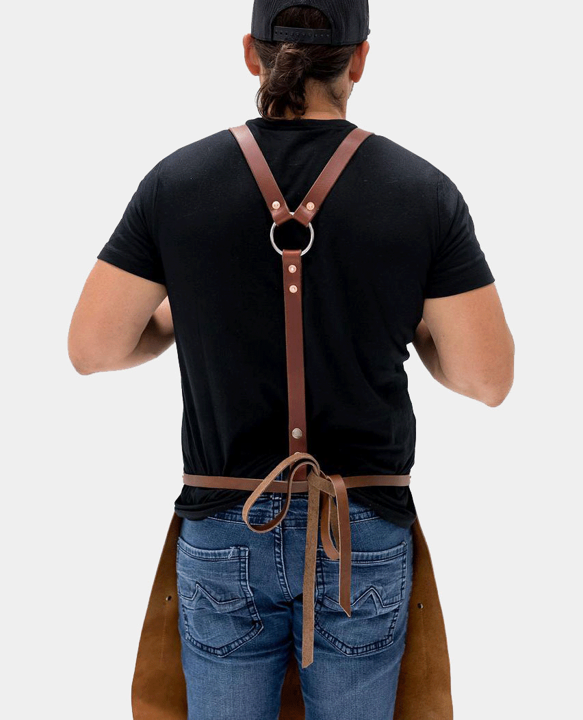 Distressed Woodwork Leather Apron 