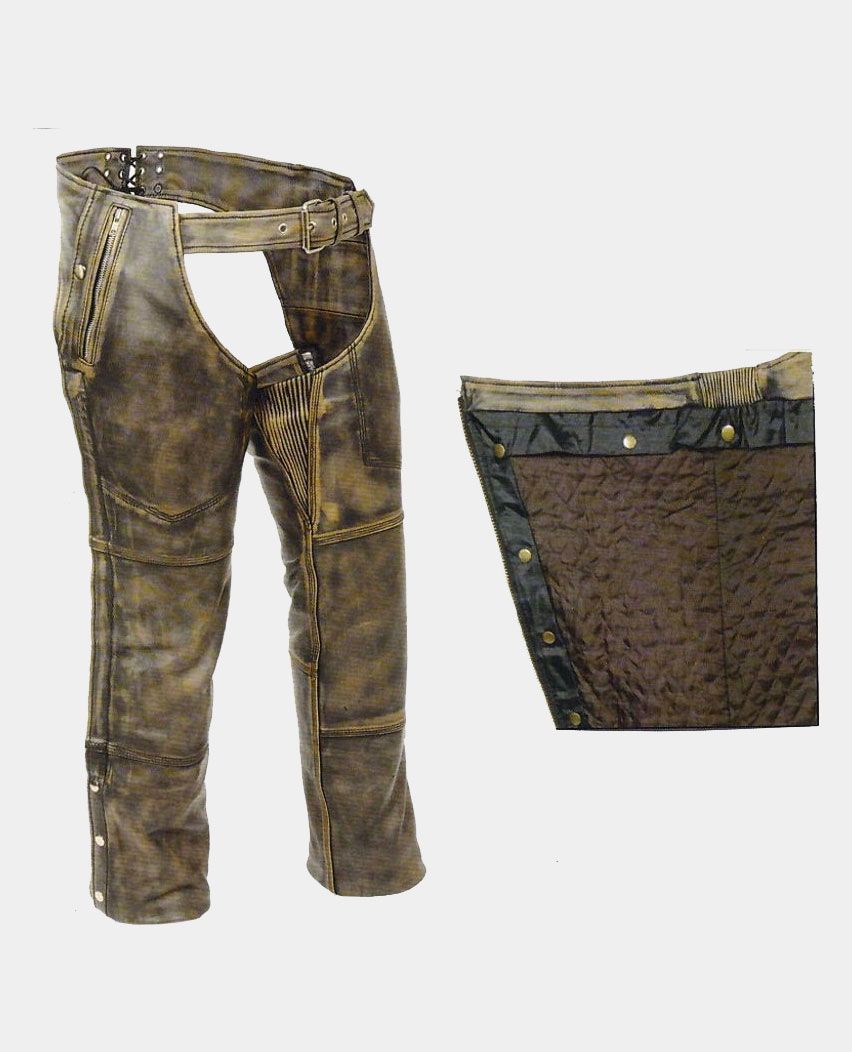 Distressed Brown Chap Unisex Removable Snap Out Liner