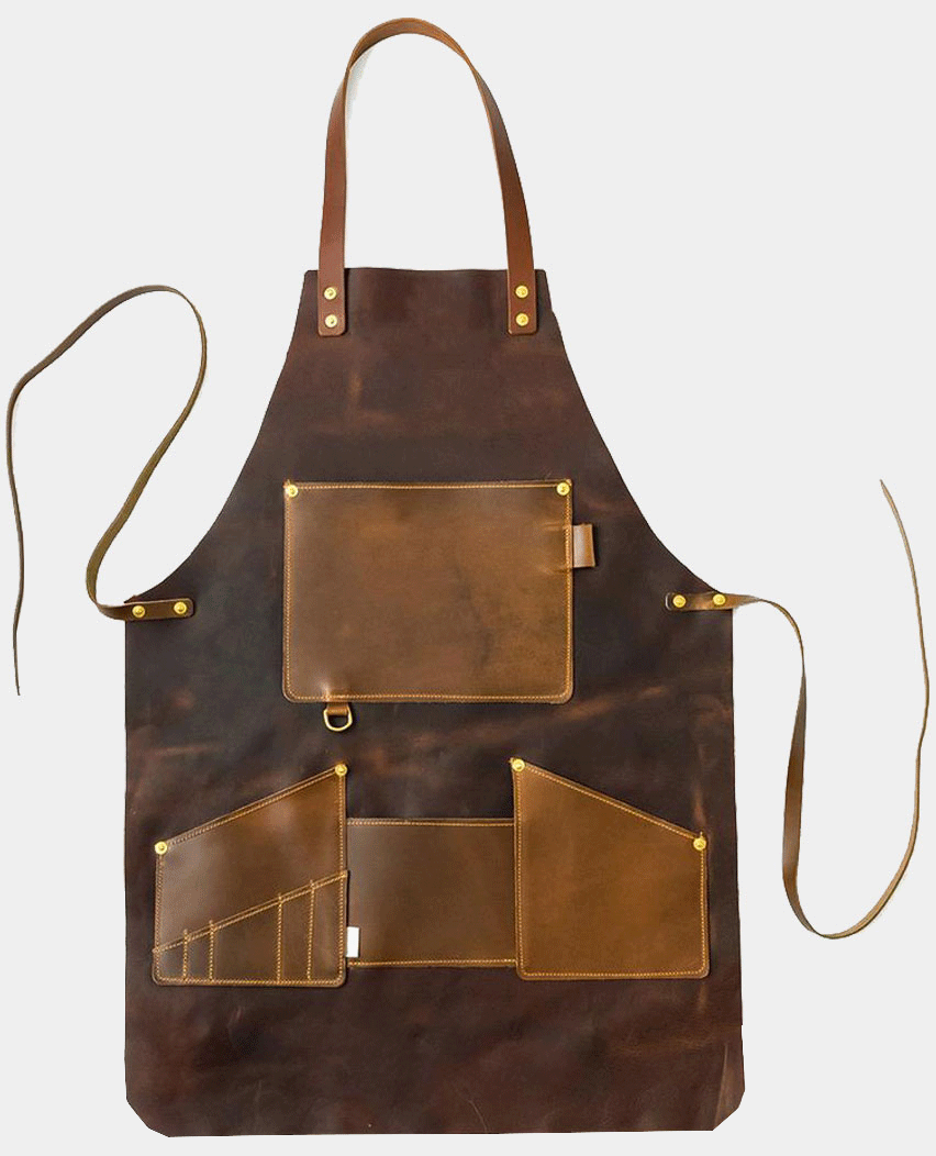Distressed Woodwork Leather Apron 