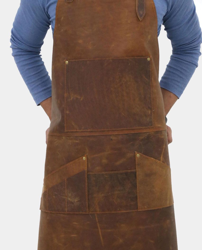 Distressed single Pocket Leather Apron