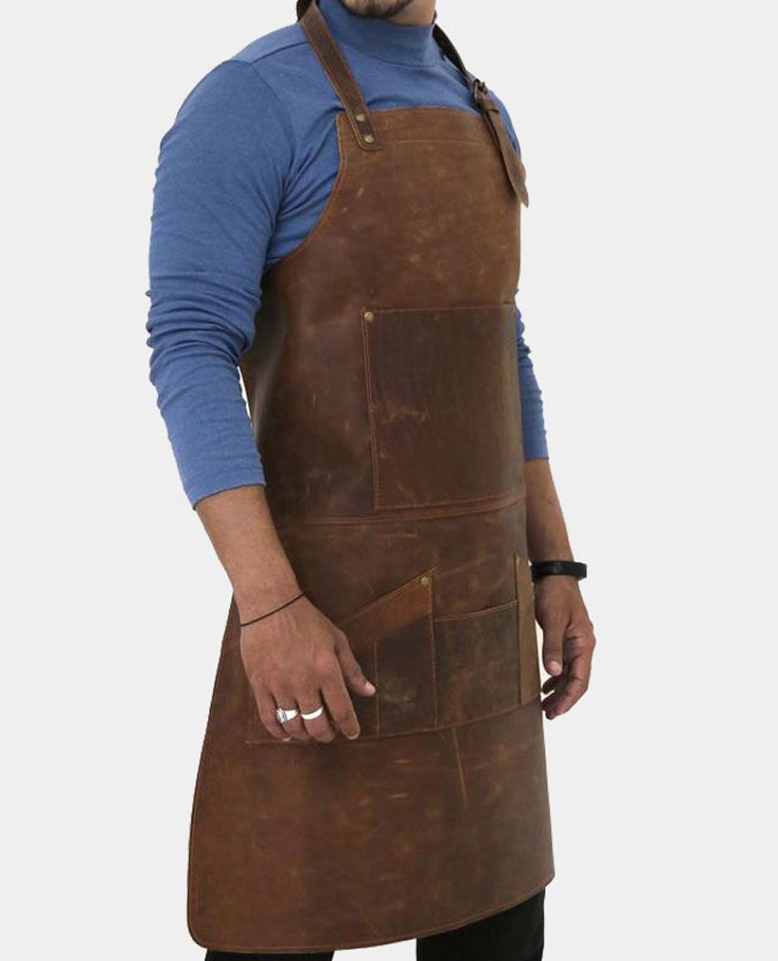 Distressed single Pocket Leather Apron