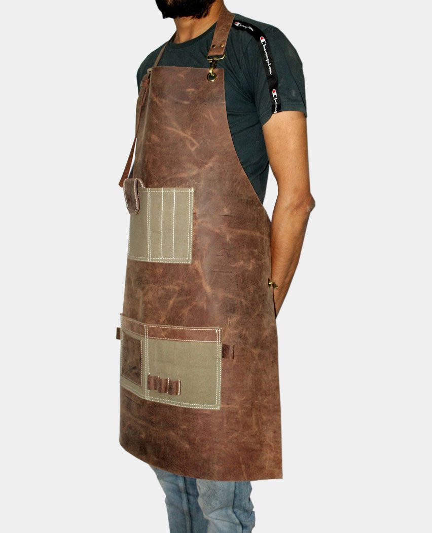 Distressed Full Grain Leather Woodwork Apron