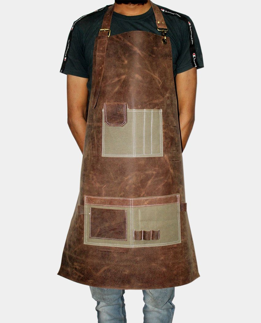 Distressed Full Grain Leather Woodwork Apron