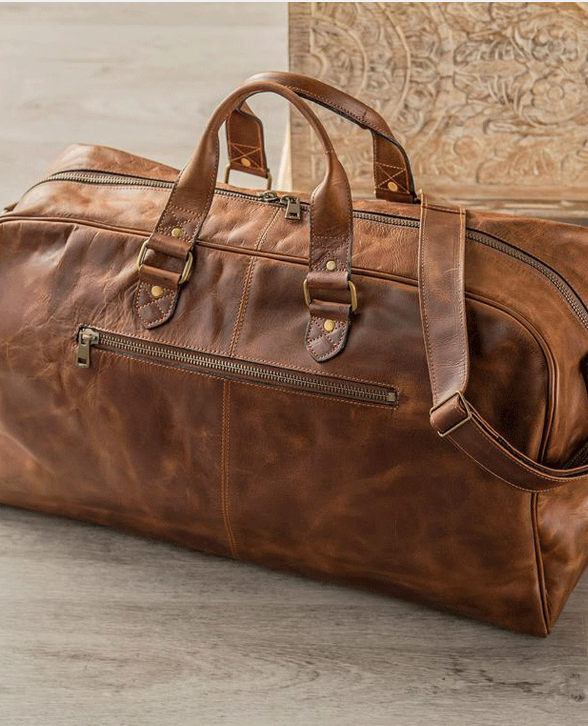 Duffle Personalized Full Grain Leather Carryon Bag