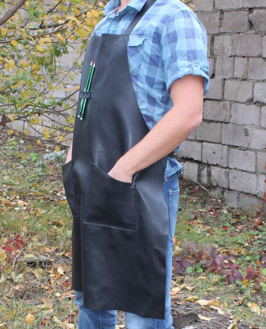 Handmade Canvas Woodwork Leather Apron With Tool Pockets