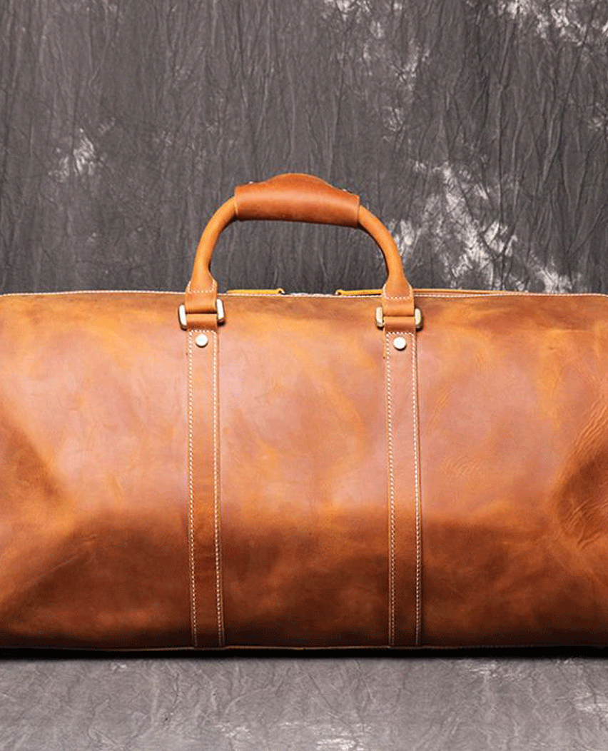 Handmade Full Grain Leather Duffle Bag with Shoes