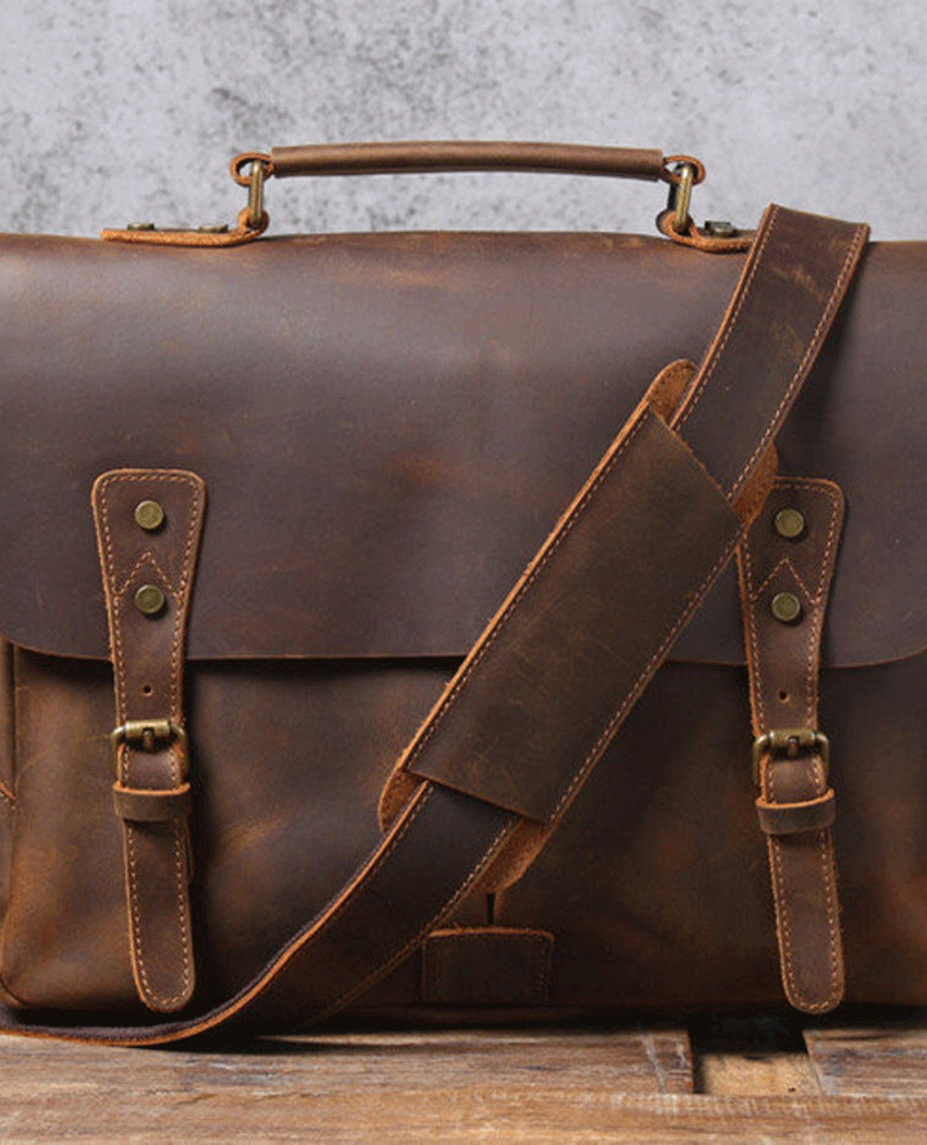 Handmade Full Grain Rustic Leather Satchels Laptop Bag