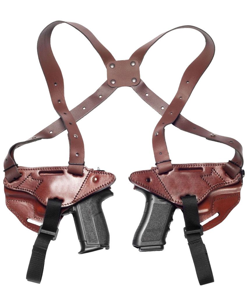 Brown Leather Double Gun Shoulder Holster For All Gun
