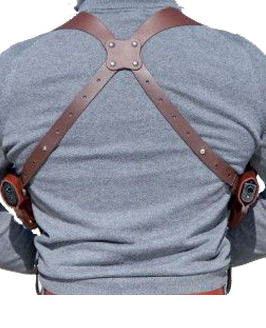 Brown Leather Double Gun Shoulder Holster For All Gun