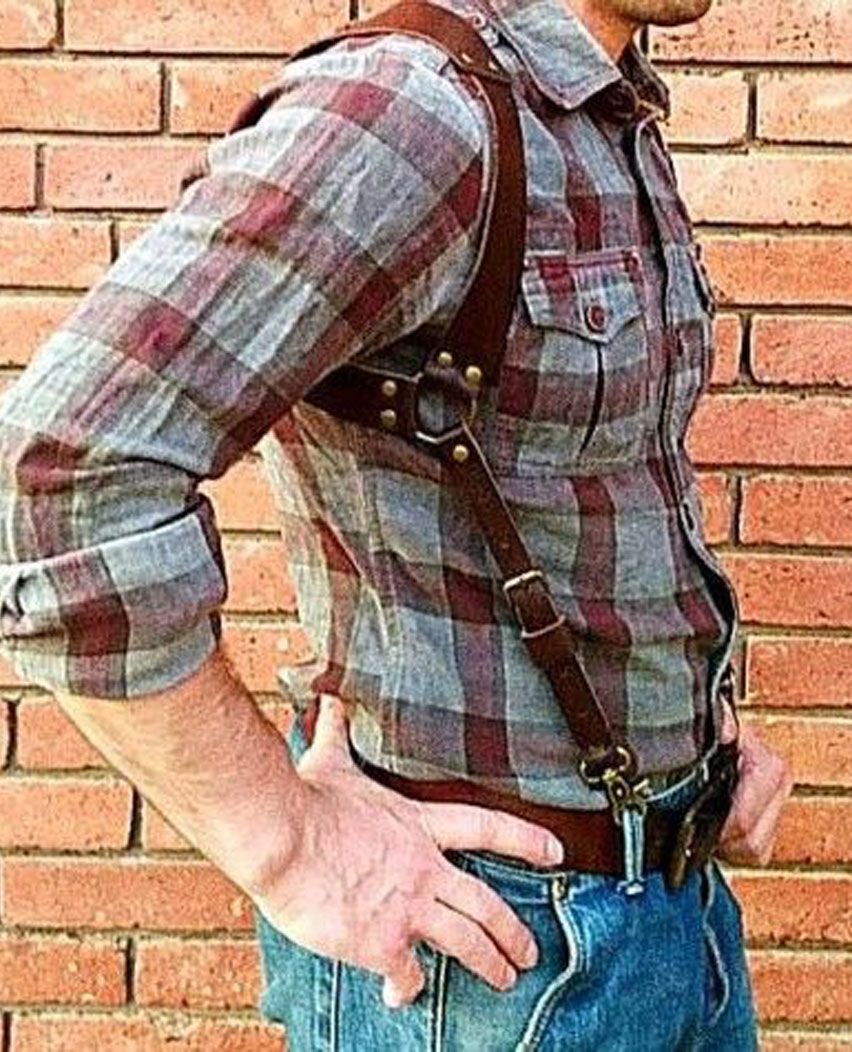 Handmade Brown Leather Shoulder Holster With Bullet Pocket For All Revolver