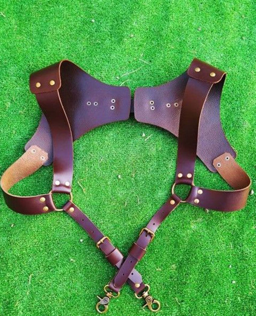 Handmade Brown Leather Shoulder Holster With Bullet Pocket For All Revolver