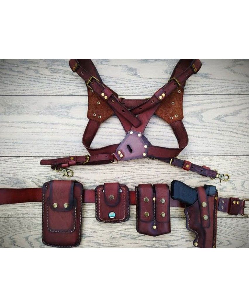 Latest Leather Shoulder Holster & Mag Pouch With Belt Available For All Guns Deals