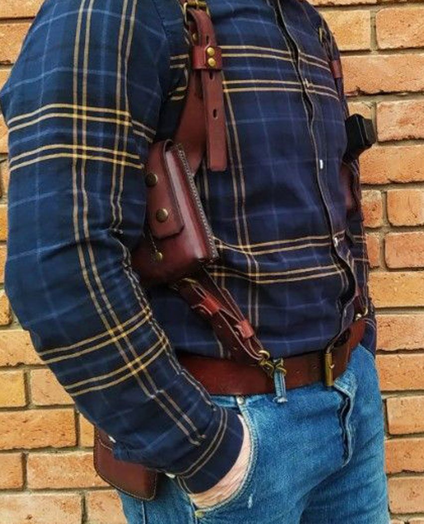 Latest Leather Shoulder Holster & Mag Pouch With Belt Available For All Guns Deals