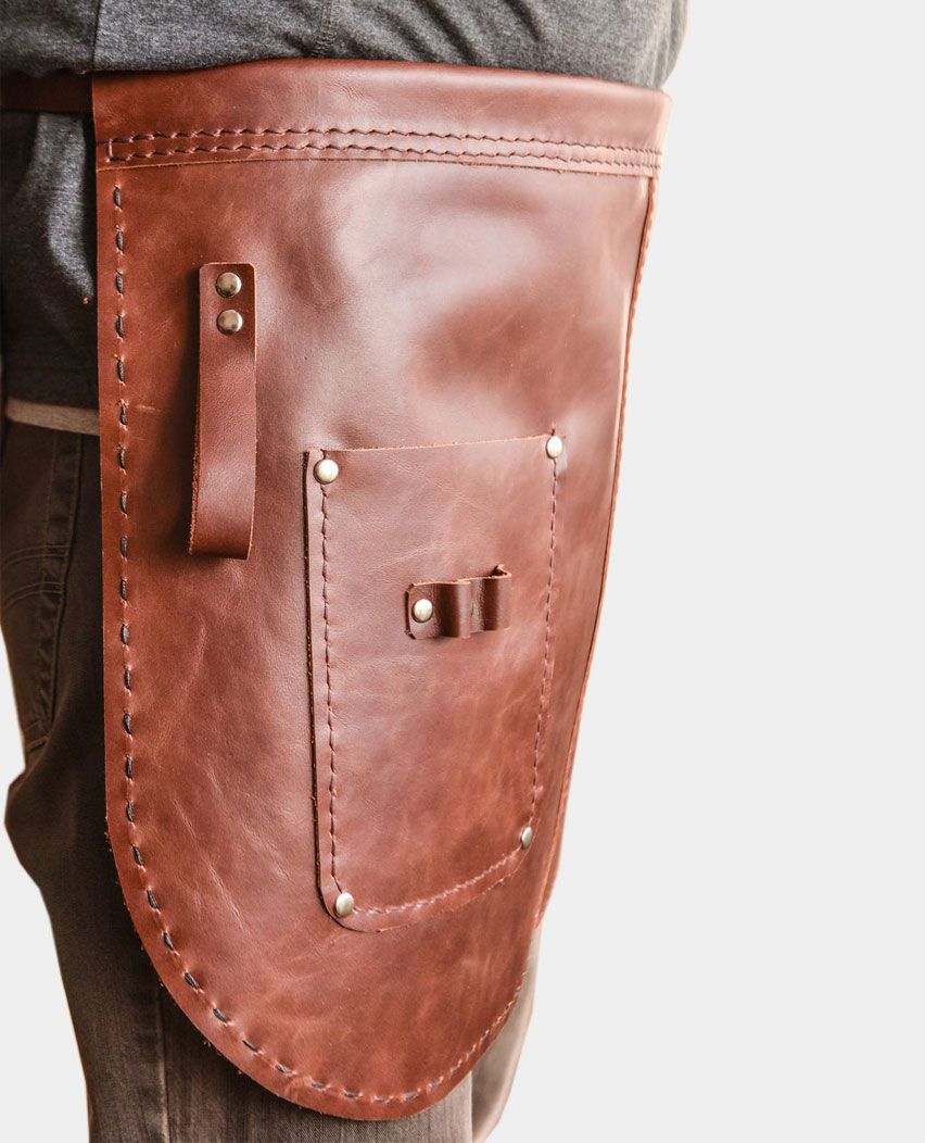 Men Craft Half Waist Brown Leather Apron