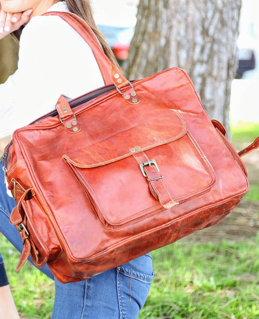 Men and Women Travel Weekender Leather Bag