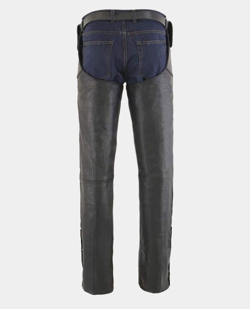Men's Black Adjustable Side Snap Leather Chaps