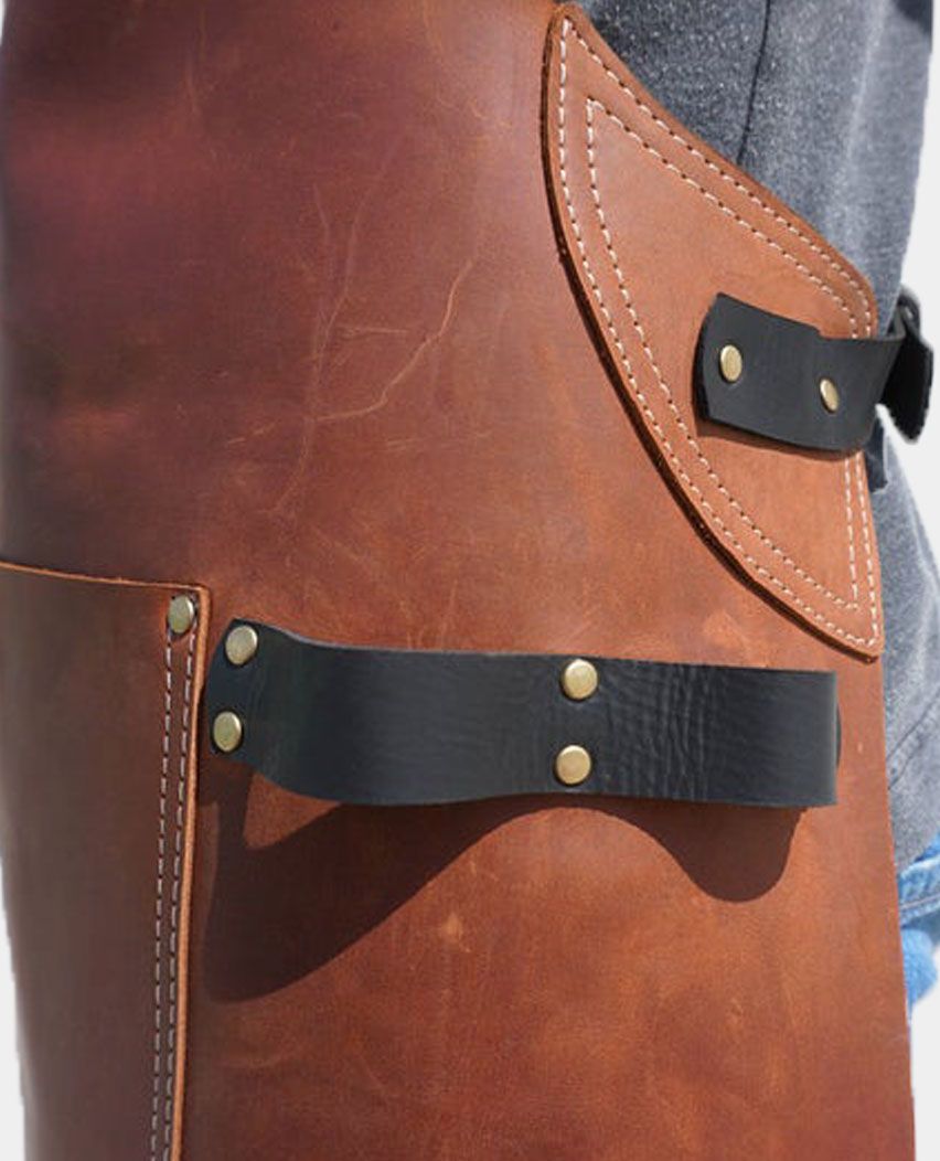 Mens Personalized Barber Black Leather Apron