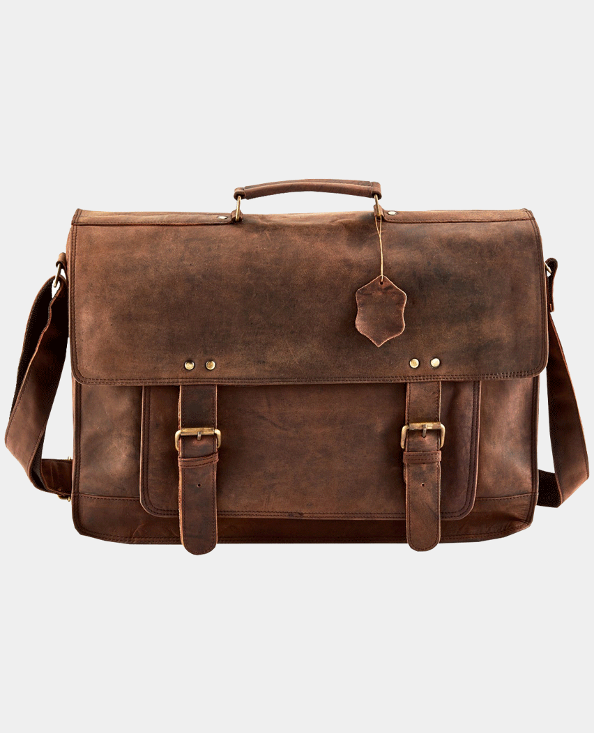 Men's Brown Leather Laptop Bag satchel