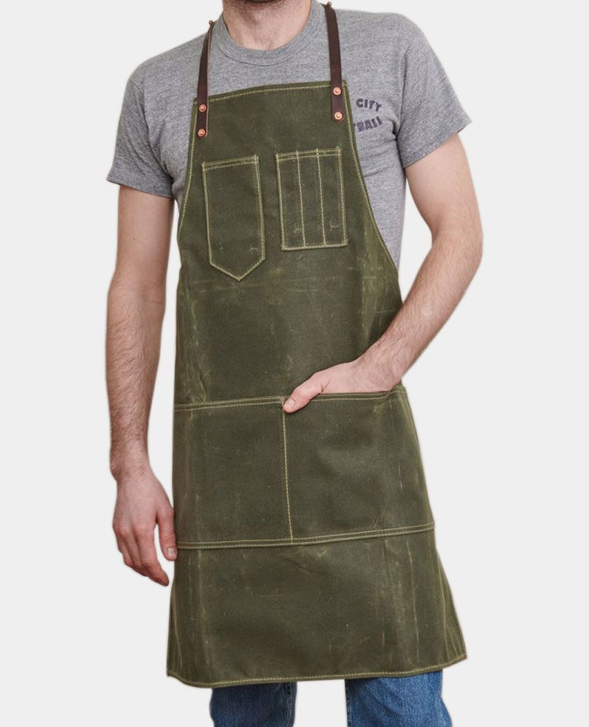 Mens Wax Canvas & Leather Premium Workshop Apron