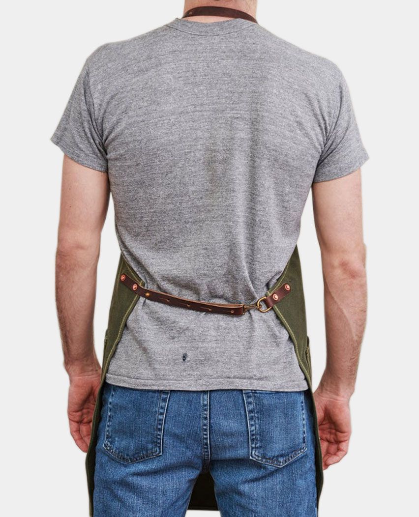 Mens Wax Canvas & Leather Premium Workshop Apron